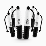 HuntEmUp Standard 2-Inch Black and White Flasher Dog Training Bumpers with Throw Rope and Air Valve – 6 Pack