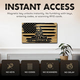 Dont Tread on Me Concealment Shelf - Quick Access Patriotic Hidden Gun Storage with Magnetic Lock - Safe & Secure Gun Concealment Furniture (Distressed)