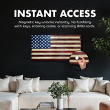 Large American Flag Gun Safe - Quick Access Hidden Gun Safe for Rifles, Shotguns, & Handguns - Gun Concealment Furniture with Magnetic Lock - Gun Self Hidden Storage (Red and Blue)