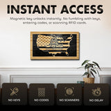 Dont Tread on Me Concealment Shelf - Quick Access Patriotic Hidden Gun Storage with Magnetic Lock - Safe & Secure Gun Concealment Furniture (Union)