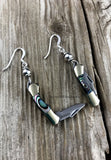 Abalone Shell Rough Rider Knife Earrings, Ryder