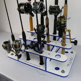 Made in the USA Fishing Rod Holder Rack | Marine Grade HDPE | 12 Pole Waterproof Wash-down | Dock, Garage, Boat, Storage | 1.5 in Holes | Fits All Sizes