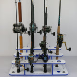Made in the USA Fishing Rod Holder Rack | Marine Grade HDPE | 12 Pole Waterproof Wash-down | Dock, Garage, Boat, Storage | 1.5 in Holes | Fits All Sizes