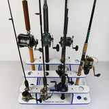 Made in the USA Fishing Rod Holder Rack | Marine Grade HDPE | 12 Pole Waterproof Wash-down | Dock, Garage, Boat, Storage | 1.5 in Holes | Fits All Sizes
