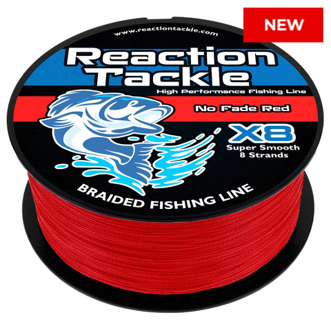Reaction Tackle X8 Braided Fishing Line - NO FADE Red 8 Strand