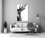 Watercolor Ink Deer Splatter Glass Wall Art
