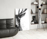 Watercolor Ink Deer Splatter Glass Wall Art