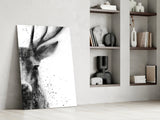 Watercolor Ink Deer Splatter Glass Wall Art