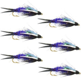 Double Bead Purple Psycho Prince Nymph Fly - 6 Flies Size 12