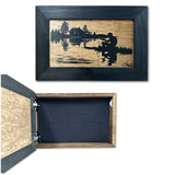 Rather Be Fishing Hidden Gun Safe - Handcrafted Gun Concealment Decor - Hidden Gun Shelf with Magnetic Lock for Quick Access - Hidden Wall Safe for Secure Storage - Made in USA