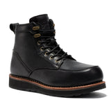 ROCKROOSTER Edgewood Men's 6 Inch Black Steel Toe Wedge Work Boots SAP610BK