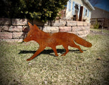 Rusty Metal Fox with Ground Stake
