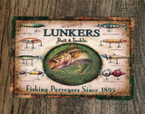 Fishing Experts Since 1895 Lunkers Bait and Tackle 8x12 Inch Metal Wall Sign Poster