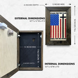 American Flag Hidden Gun Storage Cabinet - Stand For The Flag, Kneel For The Cross Concealed Gun Storage