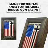American Flag Hidden Gun Storage Cabinet - Stand For The Flag, Kneel For The Cross Concealed Gun Storage