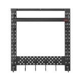 Gun Rack Wall Mount, Heavy Duty Steel, Indoor Rifle Shotgun Rack with J-Hooks, Additional Tray Storage, Gun Accessories Display Storage Holder, Hold Up to 3 Rifles or Shotguns, for Tactical Gear