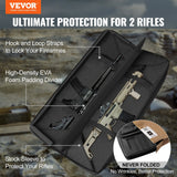 Rifle Bag, 42 inch Tactical Double Long Gun Bag, Soft Rifle Case with Lockable Zipper, Portable Handle & Shoulder Strap, 3 Large Storage Pockets Rifle Case for Two 40" Rifles & 2 Pistols