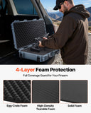 42" Hard Rifle Case, Lockable Rifle Case with Pre-cut Foams, Movable Gun Storage with Wheels, IP67 Waterproof & Dustproof Pistol Storage for Rifle, Shotgun, Airsoft Gun