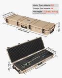52" Hard Rifle Case, Lockable Rifle Case with Pre-cut Foams, Gun Storage with Wheels, Heavy Duty IP67 Waterproof & Dustproof Pistol Storage Cases for Rifles, Shotguns, Airsoft Guns