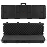 52" Hard Rifle Case, Lockable Rifle Case with Pre-cut Foams, Gun Storage with Wheels, Heavy Duty IP67 Waterproof & Dustproof Pistol Storage Cases for Rifles, Shotguns, Airsoft Guns