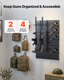 Wall Mount, Tactical Rifle Shotgun Handgun Storage, Heavy-Duty PVC Panels & Steel Wall Racks, Securely Holds up to 2 Rifles & 4 Pistols, Modular Firearms Gun Gear Accessories Organizer