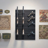 Wall Mount, Tactical Rifle Shotgun Handgun Storage, Heavy-Duty PVC Panels & Steel Wall Racks, Securely Holds up to 2 Rifles & 4 Pistols, Modular Firearms Gun Gear Accessories Organizer