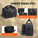 Range Bag for 2 Pistols, Tactical Gun Bag with 2 Built-in Removable Pistol Bags & 6 Detachable Magazines, Gun Range Bag for Outdoor Hunting Shooting, Lockable Carrying Handgun Bag Case