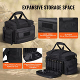Range Bag for 4 Pistols, Tactical Gun Range Bag with 3 Detachable Baffles & 6 Magazines, Firearm Shooting Handgun Bag for Outdoor Hunting Shooting Pistol Bag with Single Shoulder Strip