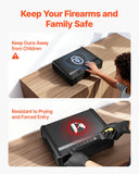 Gun Safe, Heavy Duty Handgun Safe with Fingerprint/Password/Key, 3-Way Quick Access Firearm Case Box with Lighting for 2 Pistols & 2 Magazines, Pistol Gun Box for Nightstand Bedside Desk Car