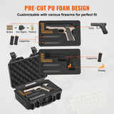 Hard Pistol Cases with Pre-cut PU Foam, Waterproof & Dustproof Hard Gun Case for 1 Pistol, 12.59×9.01×4.4 in Lockable Pistol Case, Black