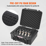 Hard Pistol Cases with Pre-cut PU Foam, Waterproof & Dustproof Hard Gun Case for 6 Pistol, 19.3×17.1×8.3 in Lockable Pistol Case, Black
