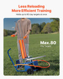 Clay Target Thrower, 75-80 Clays Pigeon Thrower, 55+ Yards Automatic Skeet and Trap Launcher on Wheels - with Adjustable Angle, Foot Pedal & Pull Handle for Clays Throwing, Shooting Sports