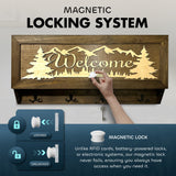 Mountain Scene Welcome Concealment Decor - Handcrafted Wooden Gun Cabinets - Gun Shelf Hidden Storage for Rifles, Shotguns, & Handguns - Quick Access Hidden Wall Safe
