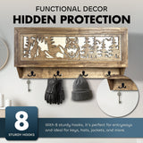 Wolf in the Wild Hidden Gun Storage - Coat Rack Concealment Shelf with Hooks for Coats, Bags, & Hats - Quick Access Hidden Gun Shelf - Secure Magnetic Lock